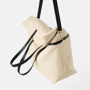 ZARA FOLDED FABRIC TWO TONE SHOPPER